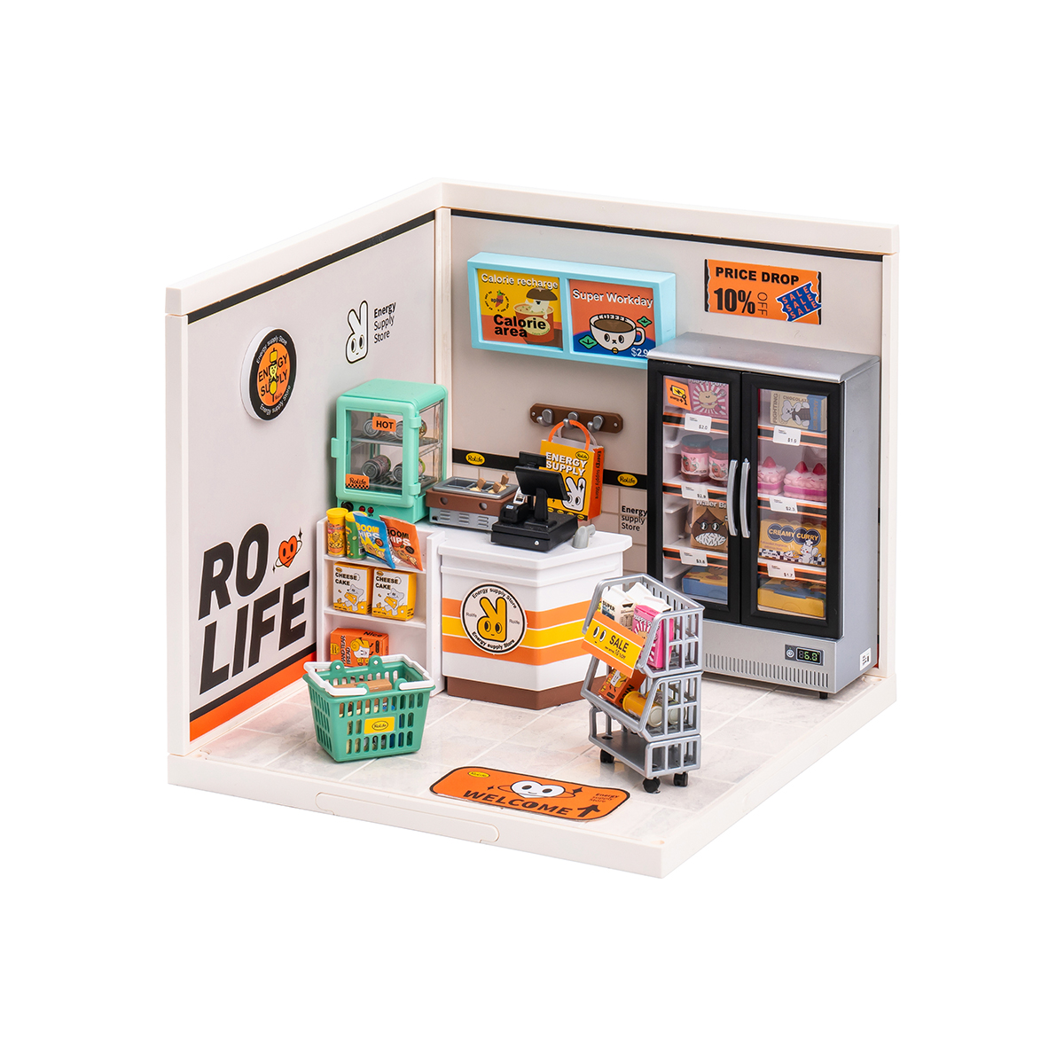 Rolife Energy Supply Store Super Creator Miniature House DW002 alternate white background product view
